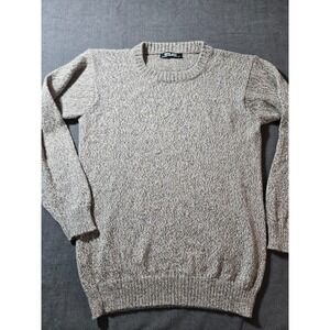 100% Baby Alpaca Sweater Mens Medium Crew Neck Pullover Knit Marled Melenge